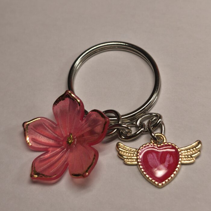 Red Flower with Red Heart with Wings