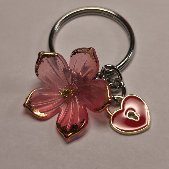 Red Flower with Red Heart Lock Shape